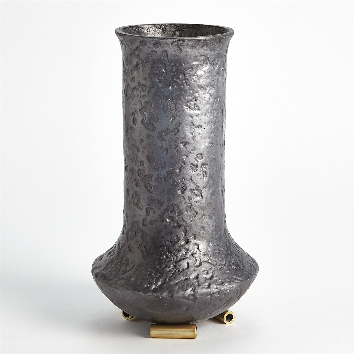 Cast iron and brass vase